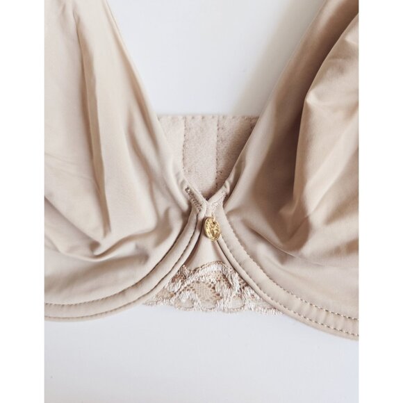 Natori Pure Luxe Unlined Unpadded Underwire Cafe Tan Embroidery Bra 30DDD - Picture 4 of 9